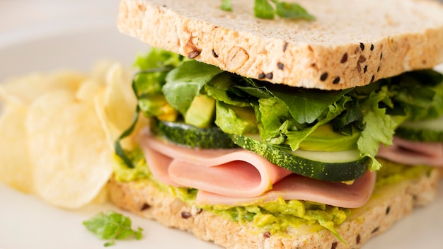 Photo gratuite close-up sandwich frais