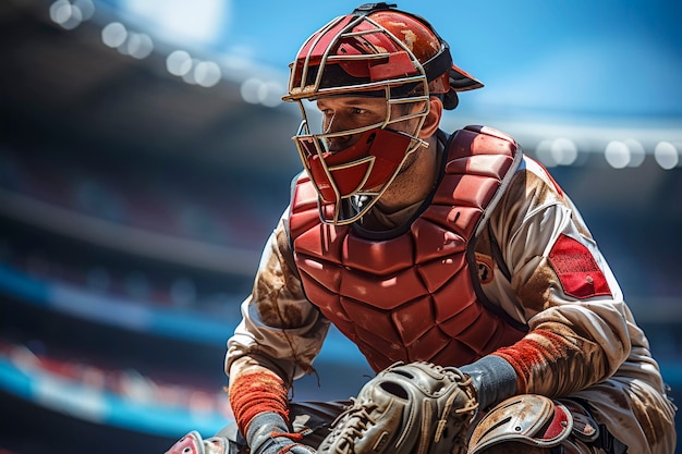 Closeup portrait sur joueur de baseball