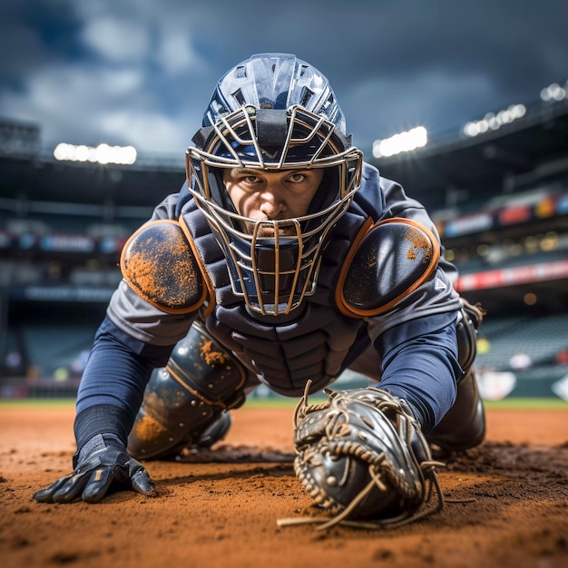 Closeup portrait sur joueur de baseball