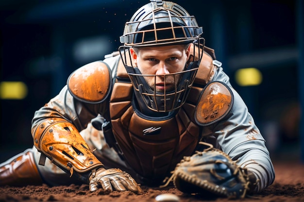 Closeup portrait sur joueur de baseball