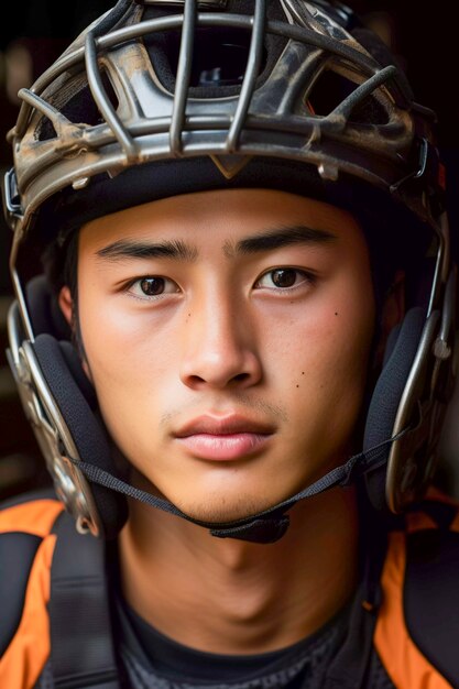 Closeup portrait sur joueur de baseball