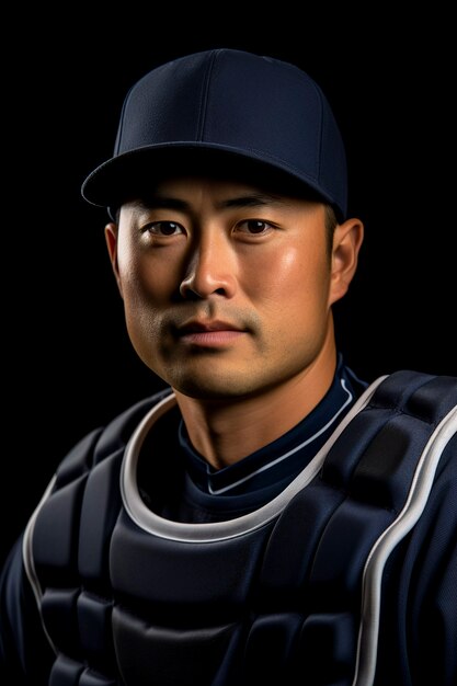 Closeup portrait sur joueur de baseball