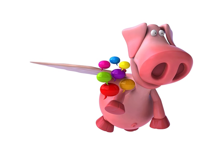 Photo gratuit le cochon de dessin animé 3d qui vole