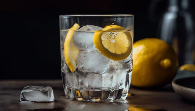 Cocktail d'agrumes rafraîchissant dans un grand verre à boire généré par l'IA