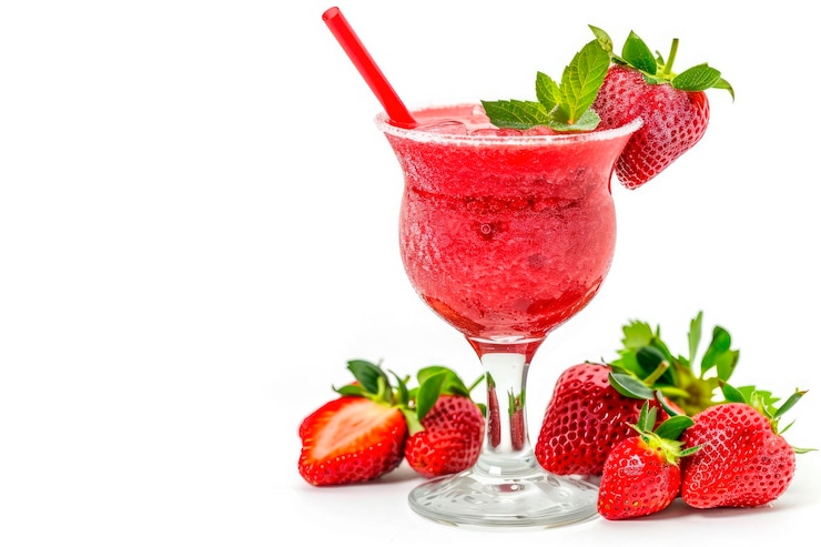 Photo gratuit cocktail de daiquiri à la fraise congelé isolé sur fond blanc