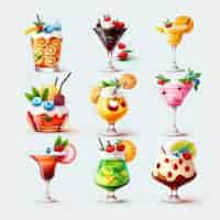 Photo gratuite cocktail de fruits avec différents fruits et baies