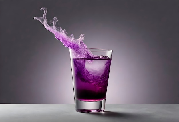Un cocktail de style néo-futuriste avec de la fumée.