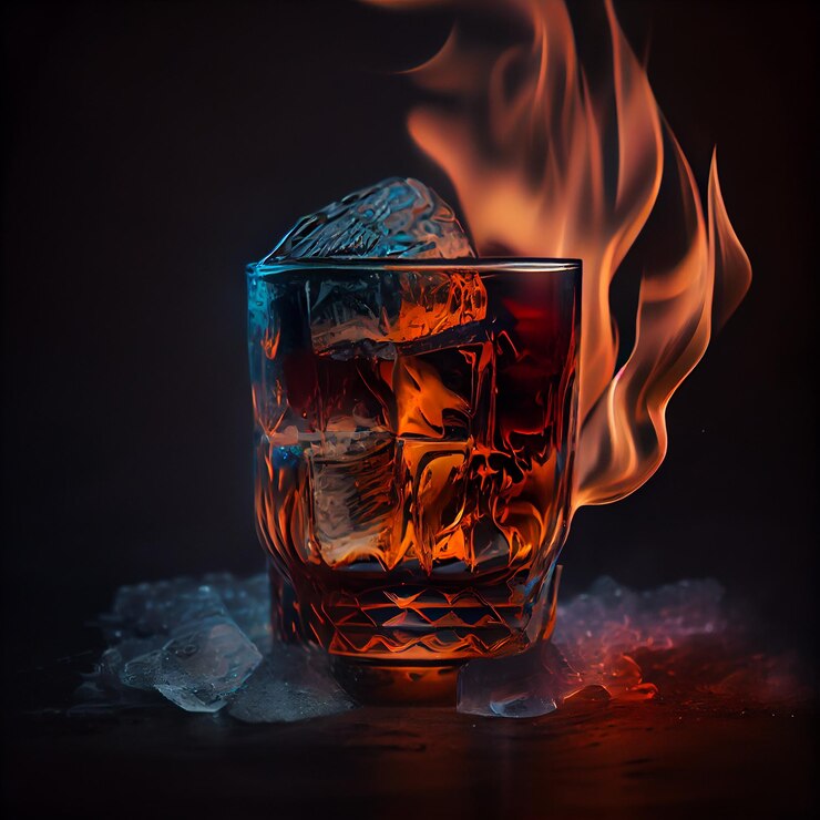Photo gratuit un cocktail de whisky glacé brille sur une table en bois ia générative