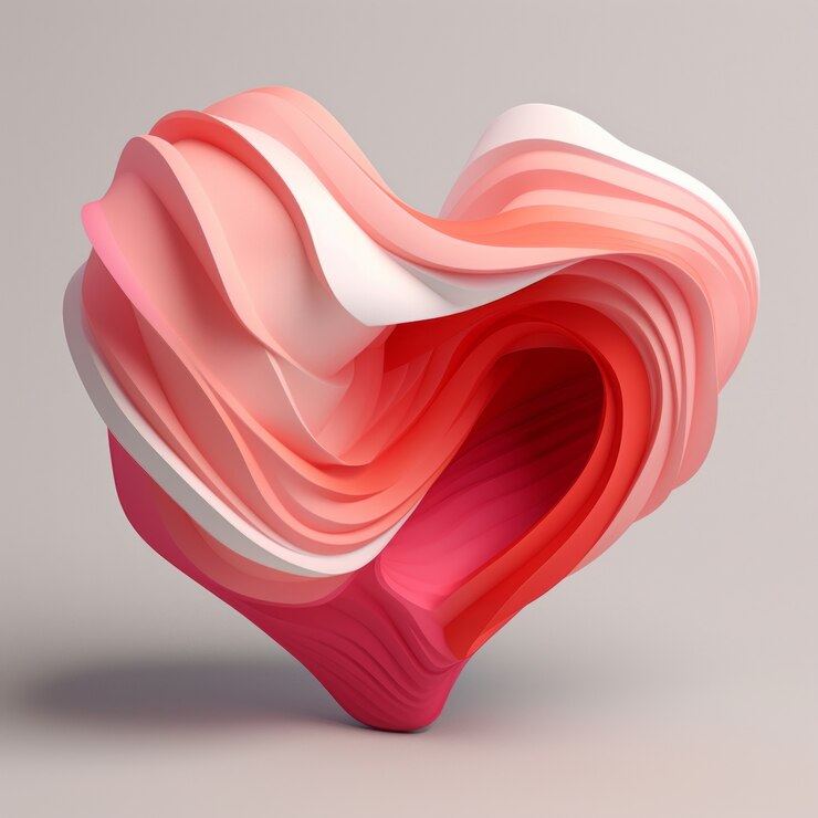 Photo gratuit coeur artistique avec forme abstraite en studio