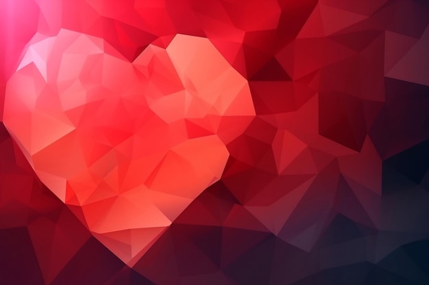 Coeur polygonal abstrait comme Valentine et amour fond ai génératif