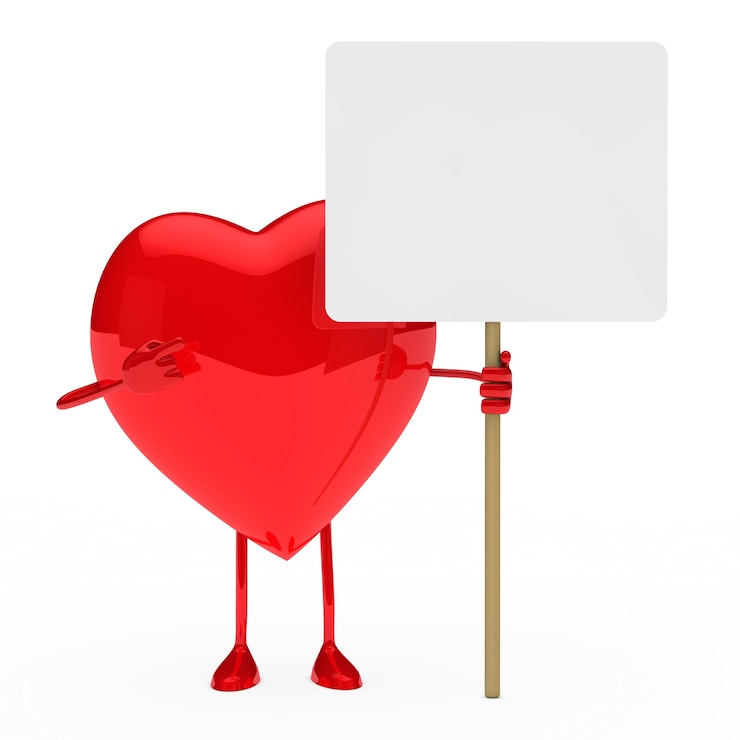 Photo gratuit coeur tenant un signe vide