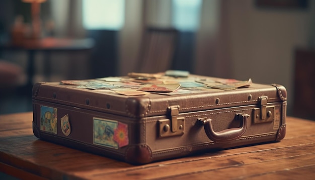 Photo gratuite coffre antique sur plancher de bois franc aucun peuple généré par ai