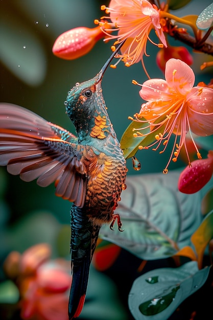 Un colibri aux couleurs vives dans la nature