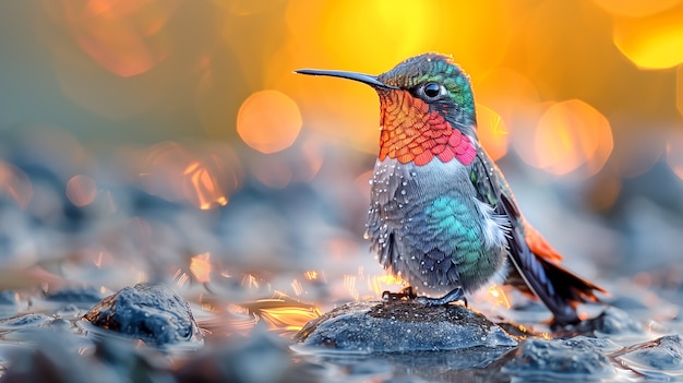 Photo gratuite un colibri aux couleurs vives dans la nature