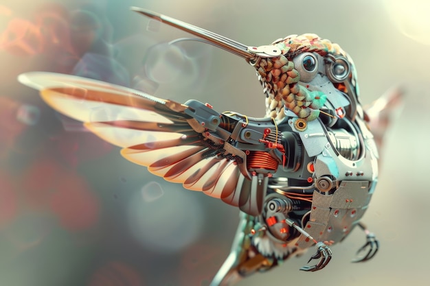 Photo gratuite un colibri robot futuriste