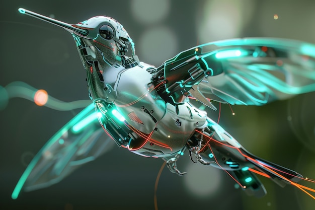 Photo gratuite un colibri robot futuriste