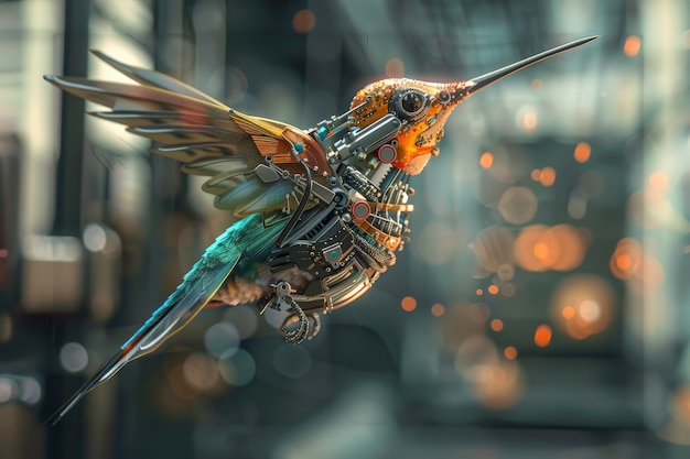 Photo gratuite un colibri robotique futuriste