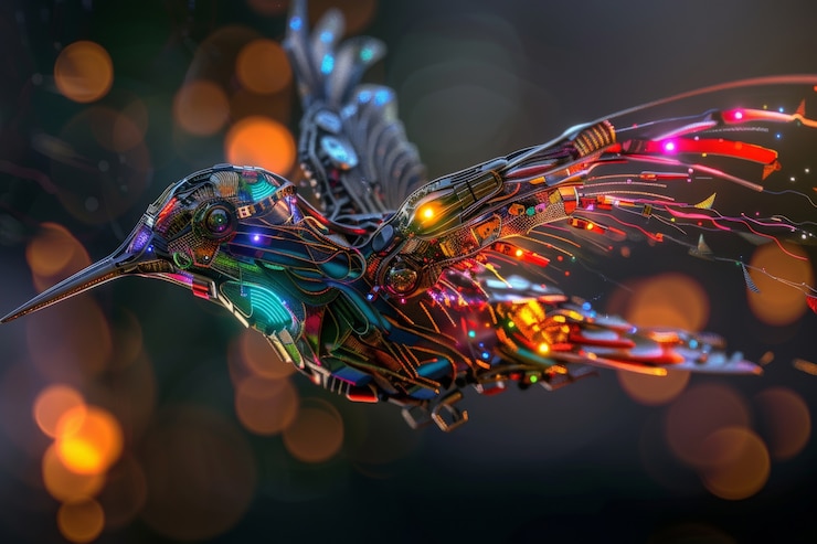 Photo gratuit un colibri robotique futuriste