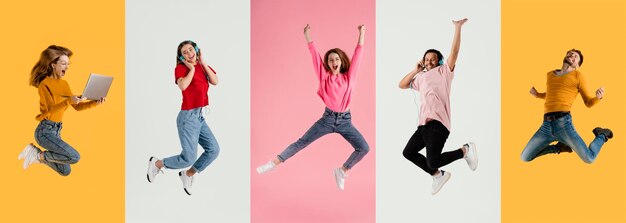 Collage de collection de saut de personnes