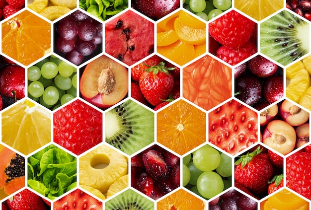 Photo gratuite collage coloré de texture de fruits se bouchent