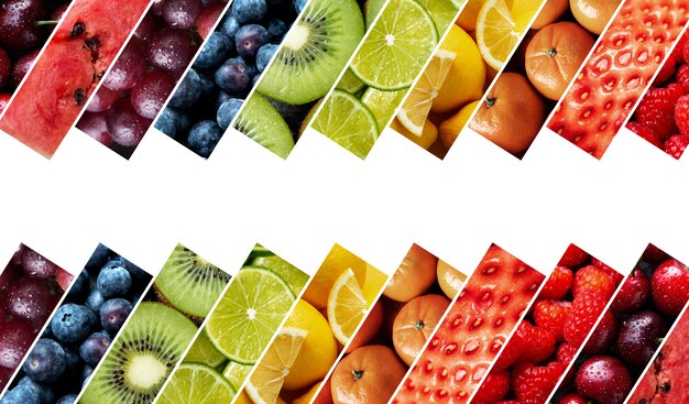 Collage coloré de texture de fruits se bouchent