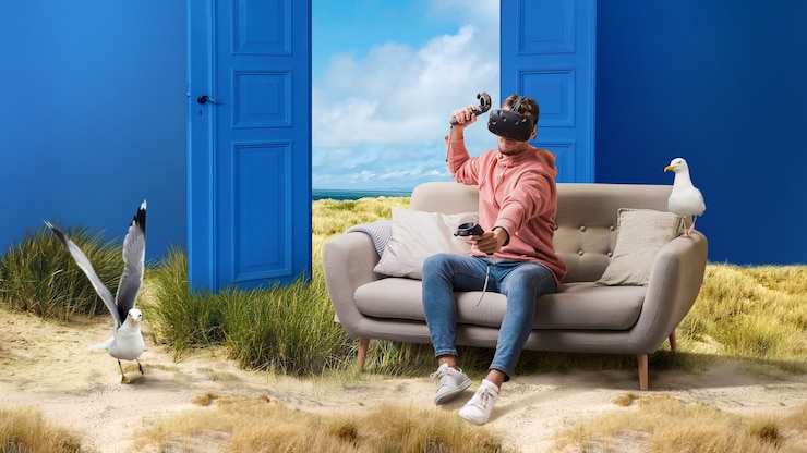 Photo gratuit collage de concept d'expérience immersive