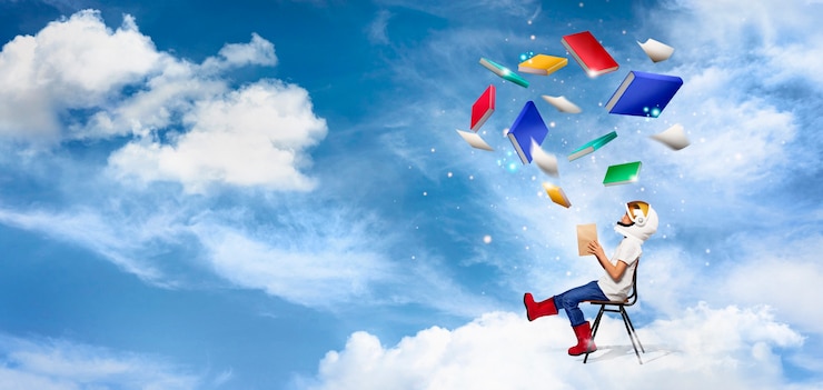 Photo gratuit collage sur l'enfance avec kid holding book