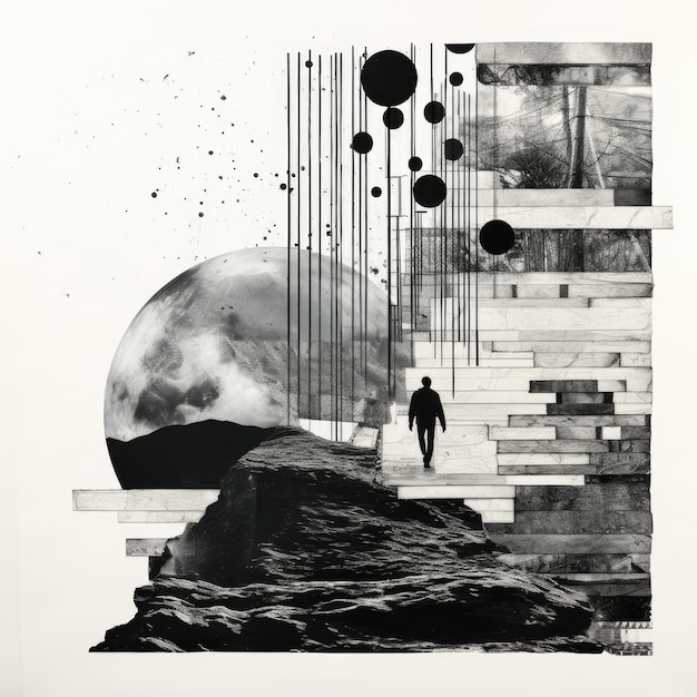 Collage monochrome à demi teinte