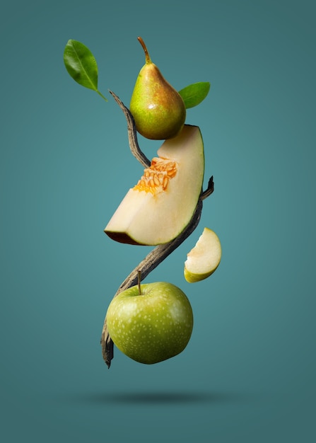 Photo gratuite collage de textures de fruits 3d