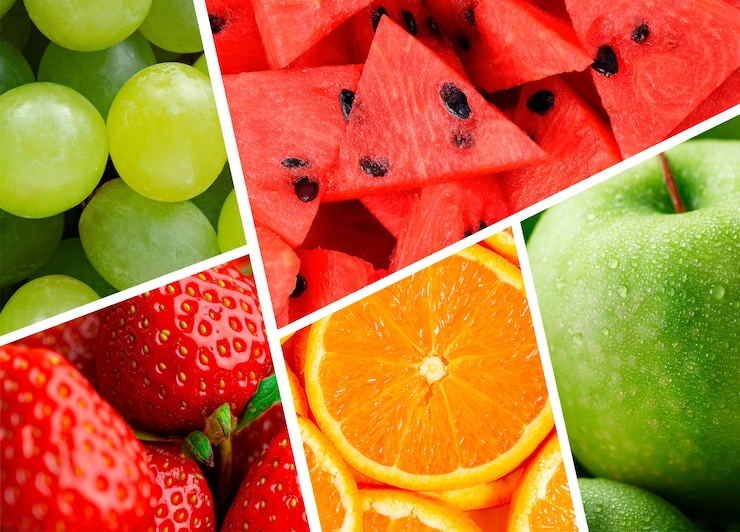 Photo gratuit collage de textures de fruits délicieux à plat