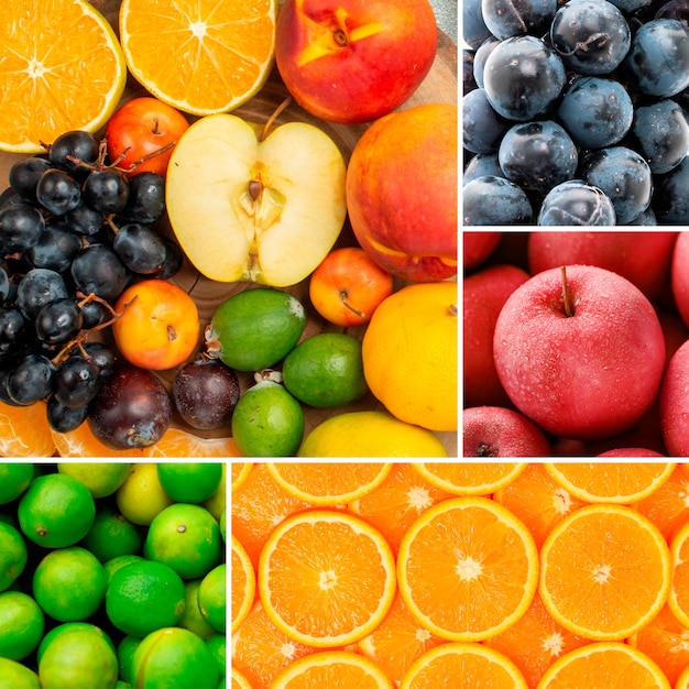 Photo gratuite collage de textures de mélange de fruits