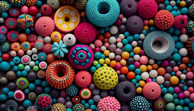 Collection abstraite de formes de sphères vibrantes sans personnes IA générative