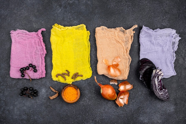 Photo gratuite collection de colorants organiques vue de dessus