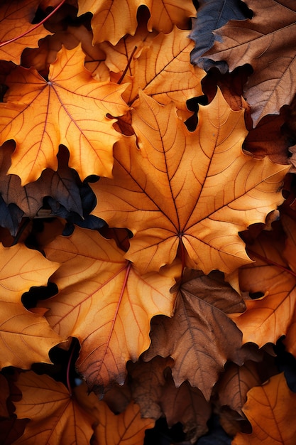 Collection de feuilles d'automne sèches