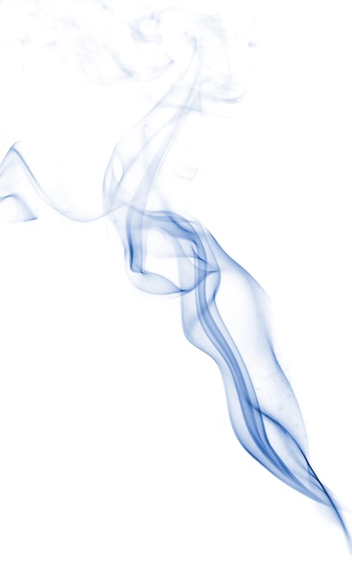 Collection de fumée bleue sur fond blanc