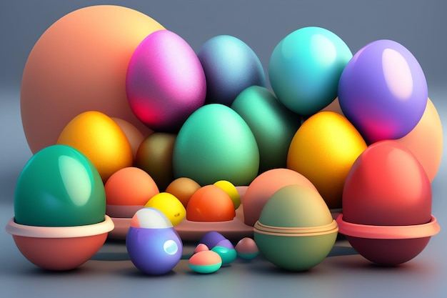 Photo gratuite une collection d'œufs de pâques colorés avec un qui dit 