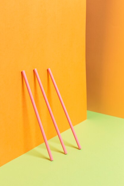 Collection de paille en plastique colorée