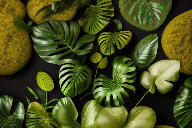 Une collection de plantes tropicales comprenant des feuilles et des fleurs