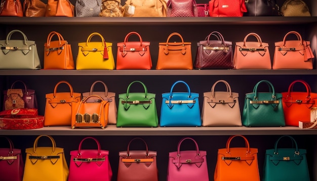 Collection pour femmes à la mode de sacs à main en cuir multicolores générés par l'IA
