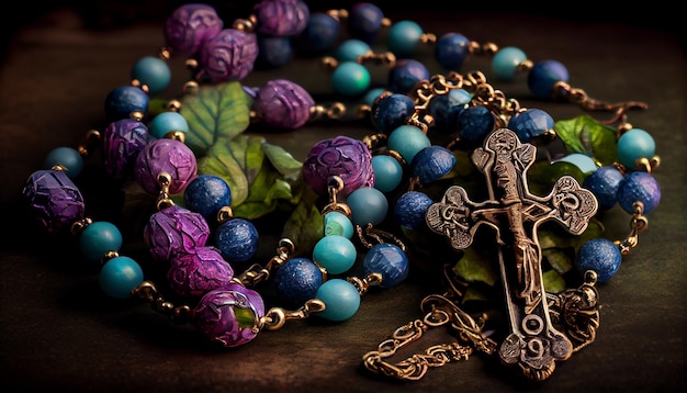 Photo gratuite collier d'importance religieuse complet avec des pierres précieuses générées par l'ia