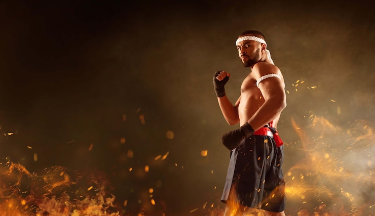 Photo gratuit combattants de boxe thai muay thai