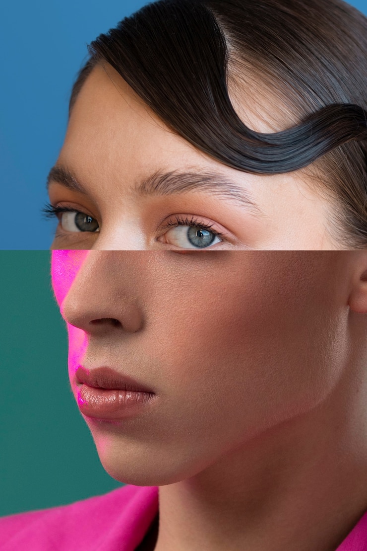 Photo gratuit combinaison de collage de traits du visage