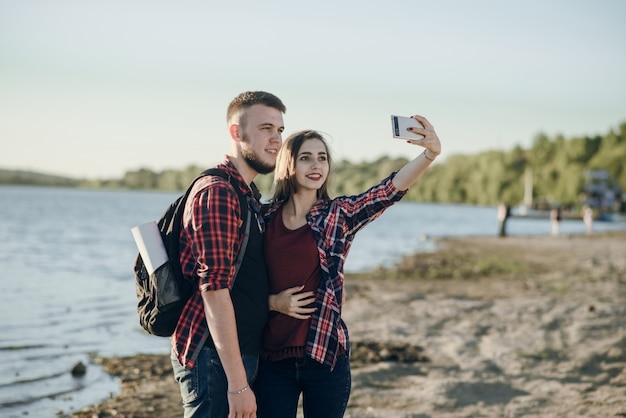 Communication portrait jolie nature moderne