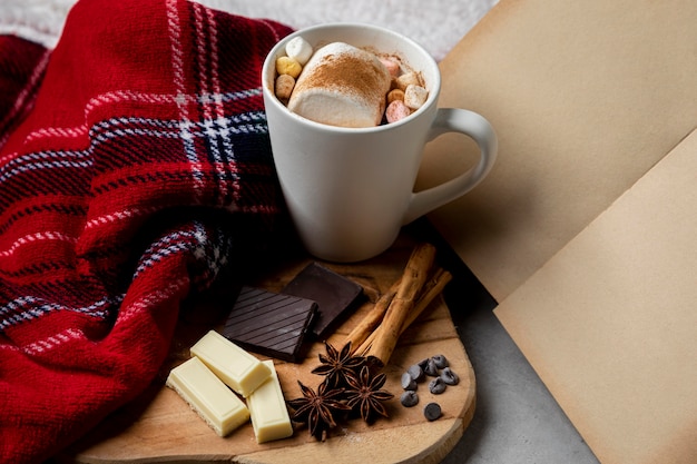 Composition à angle élevé d'éléments hygge d'hiver