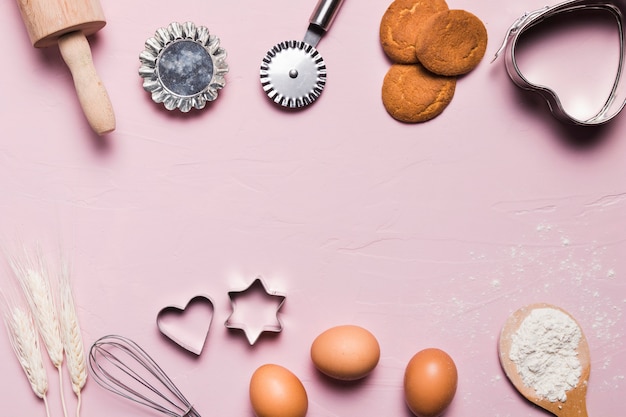 Composition de boulangerie à plat avec fond