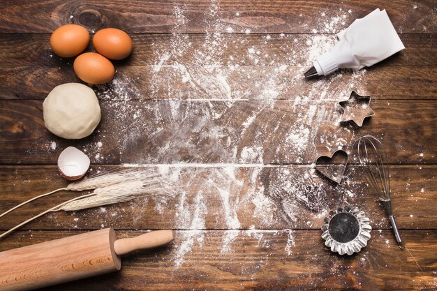 Composition de boulangerie à plat avec fond