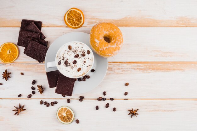 Composition de café avec petit-déjeuner