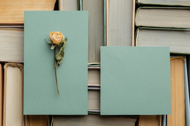 Composition créative avec différents livres