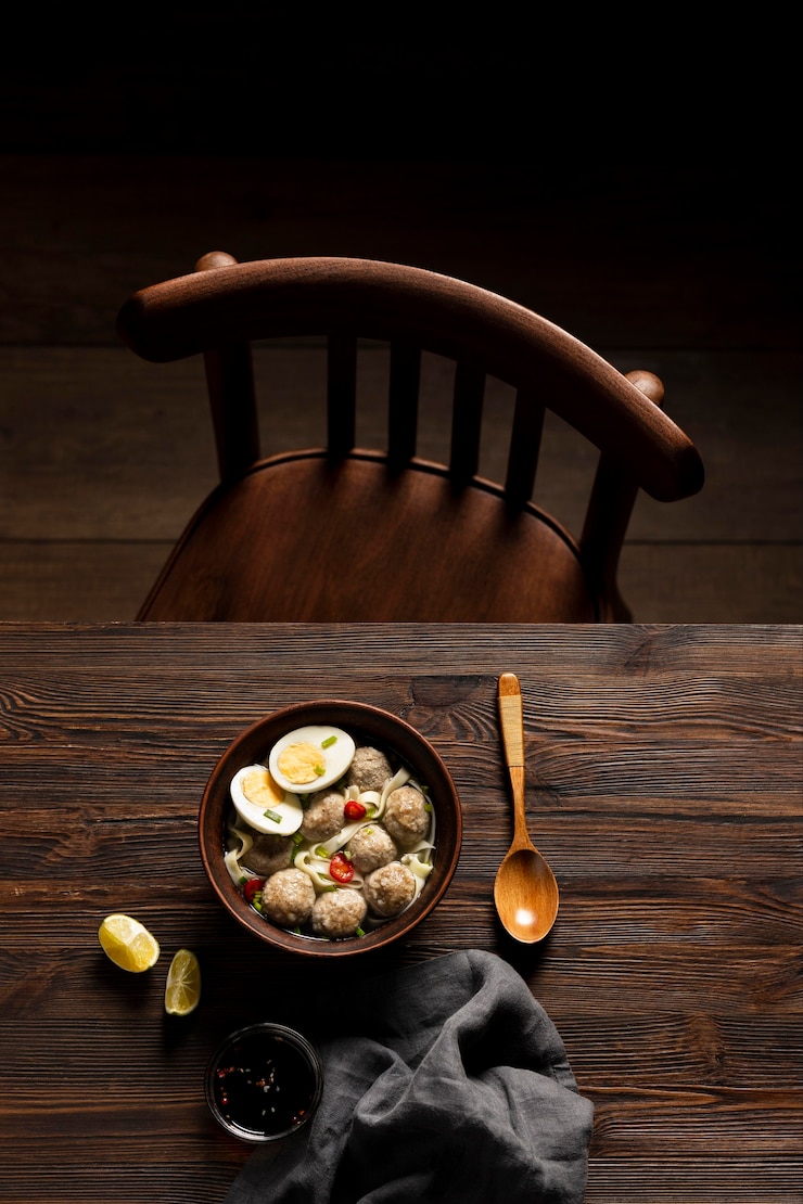 Photo gratuit composition de délicieux bakso indonésien
