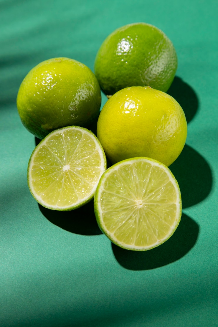 Photo gratuit composition de délicieux citrons verts exotiques